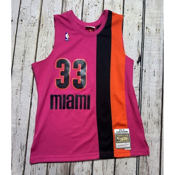 Mitchell & Ness Other - MITCHELL & NESS ALONZO MOURNING L MIAMI HEAT JERSEY $135 RELOAD SWINGMAN PINK